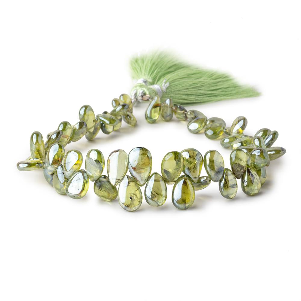 7x5-11x7mm Mystic Prehnite Plain Pear Beads 8 inch 58 pieces - Beadsofcambay.com