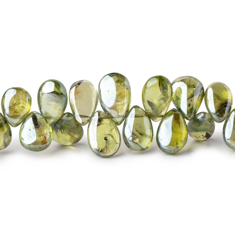 7x5-11x7mm Mystic Prehnite Plain Pear Beads 8 inch 58 pieces - Beadsofcambay.com