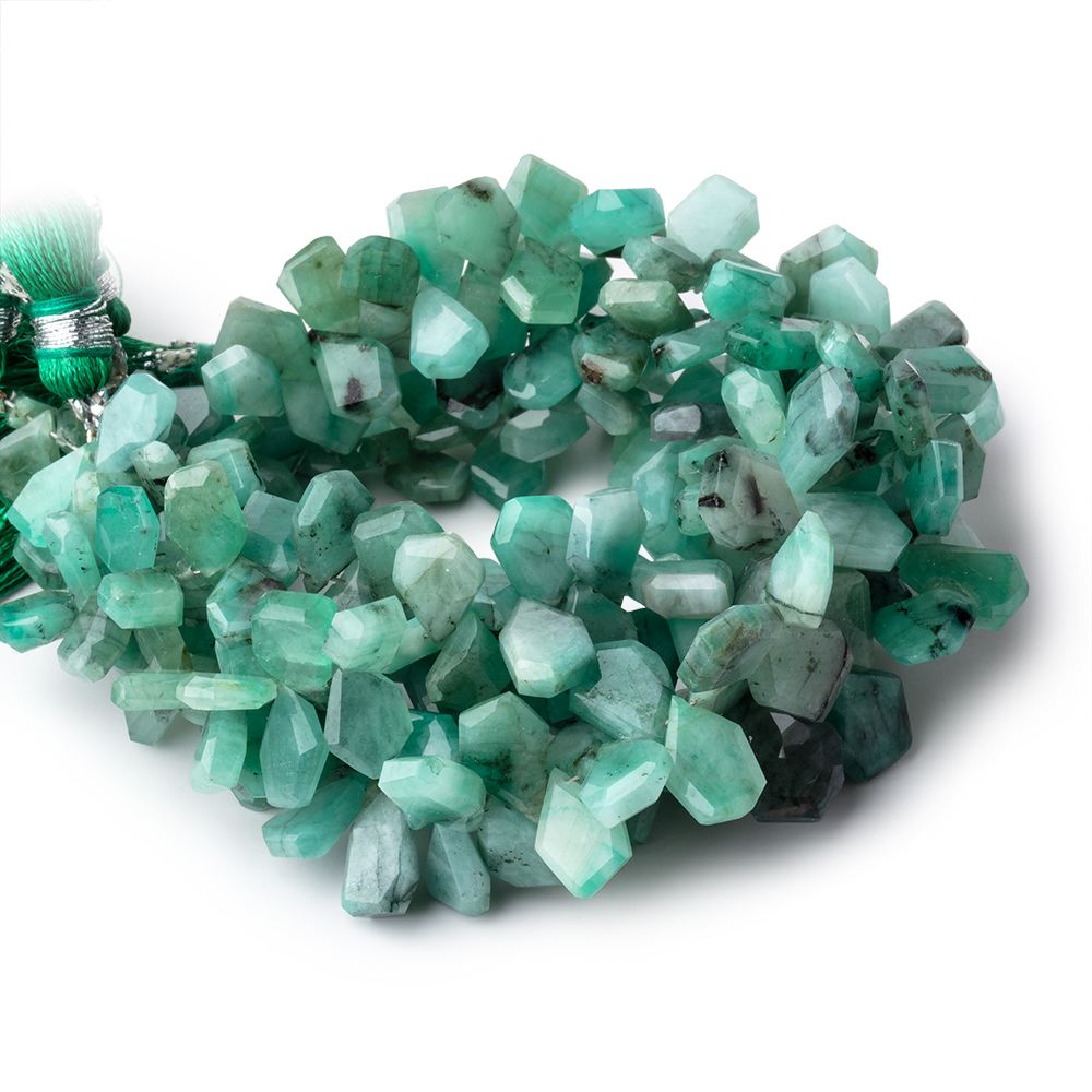 7x5-11x8mm Brazilian Emerald Faceted Freeform Beads 6.5 inch 65 pieces - Beadsofcambay.com