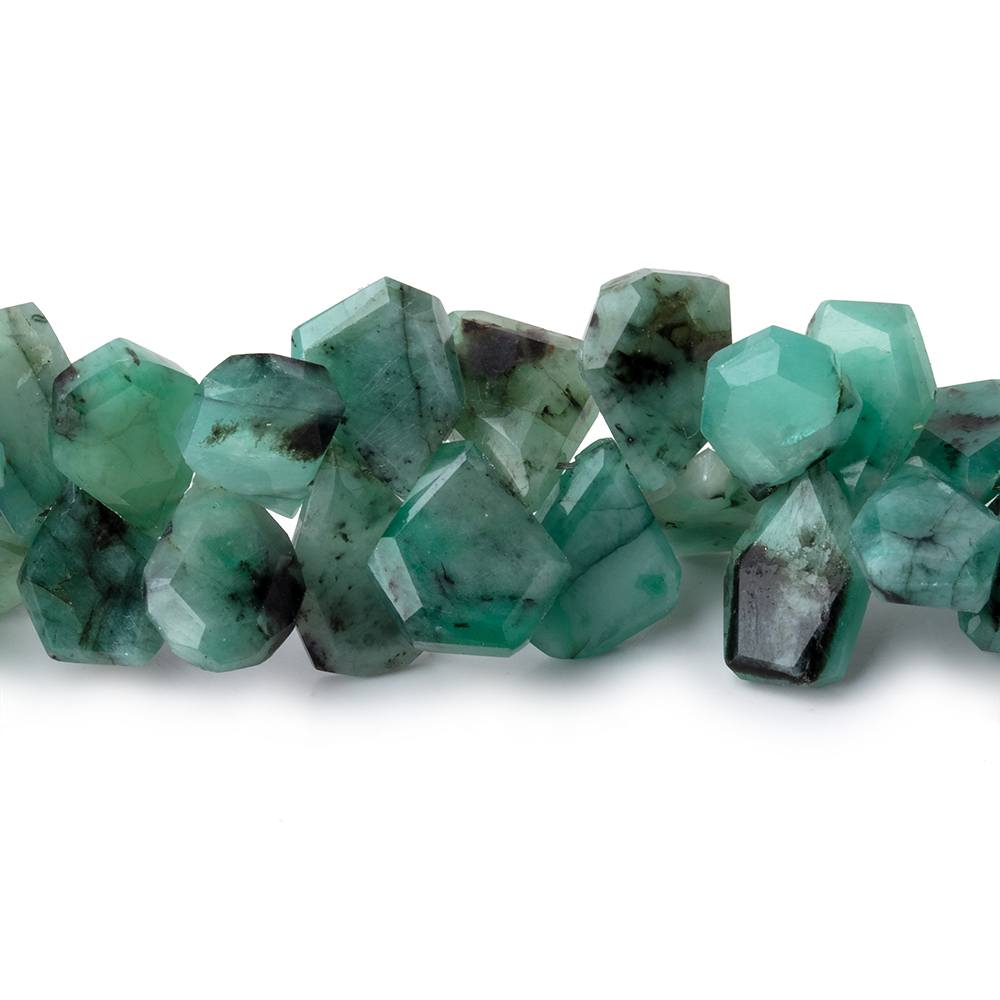 7x5-11x8mm Brazilian Emerald Faceted Freeform Beads 6.5 inch 65 pieces - Beadsofcambay.com