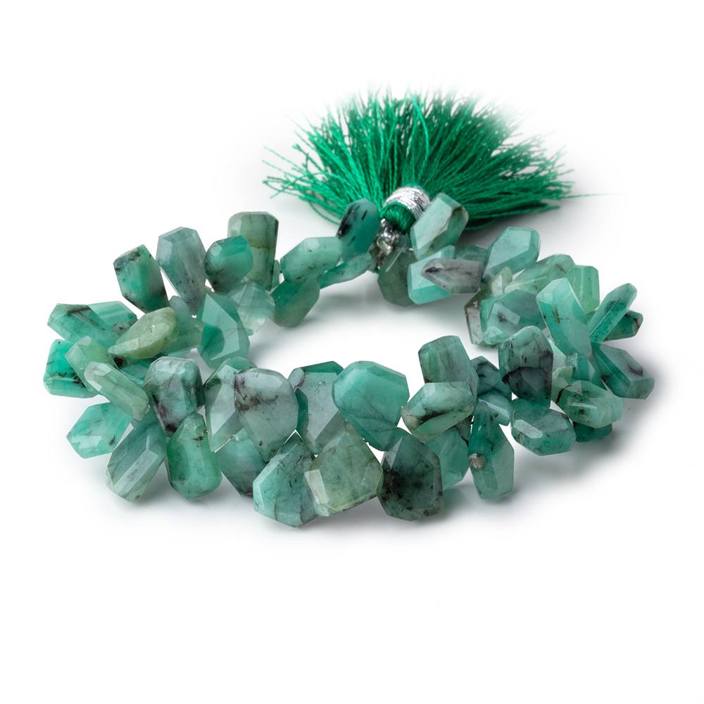 7x5-11x8mm Brazilian Emerald Faceted Freeform Beads 6.5 inch 65 pieces - Beadsofcambay.com