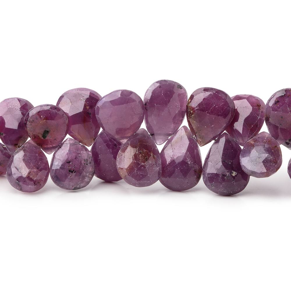 7x5-11x8mm Ruby Faceted Pear Beads 8 inch 61 pieces - Beadsofcambay.com