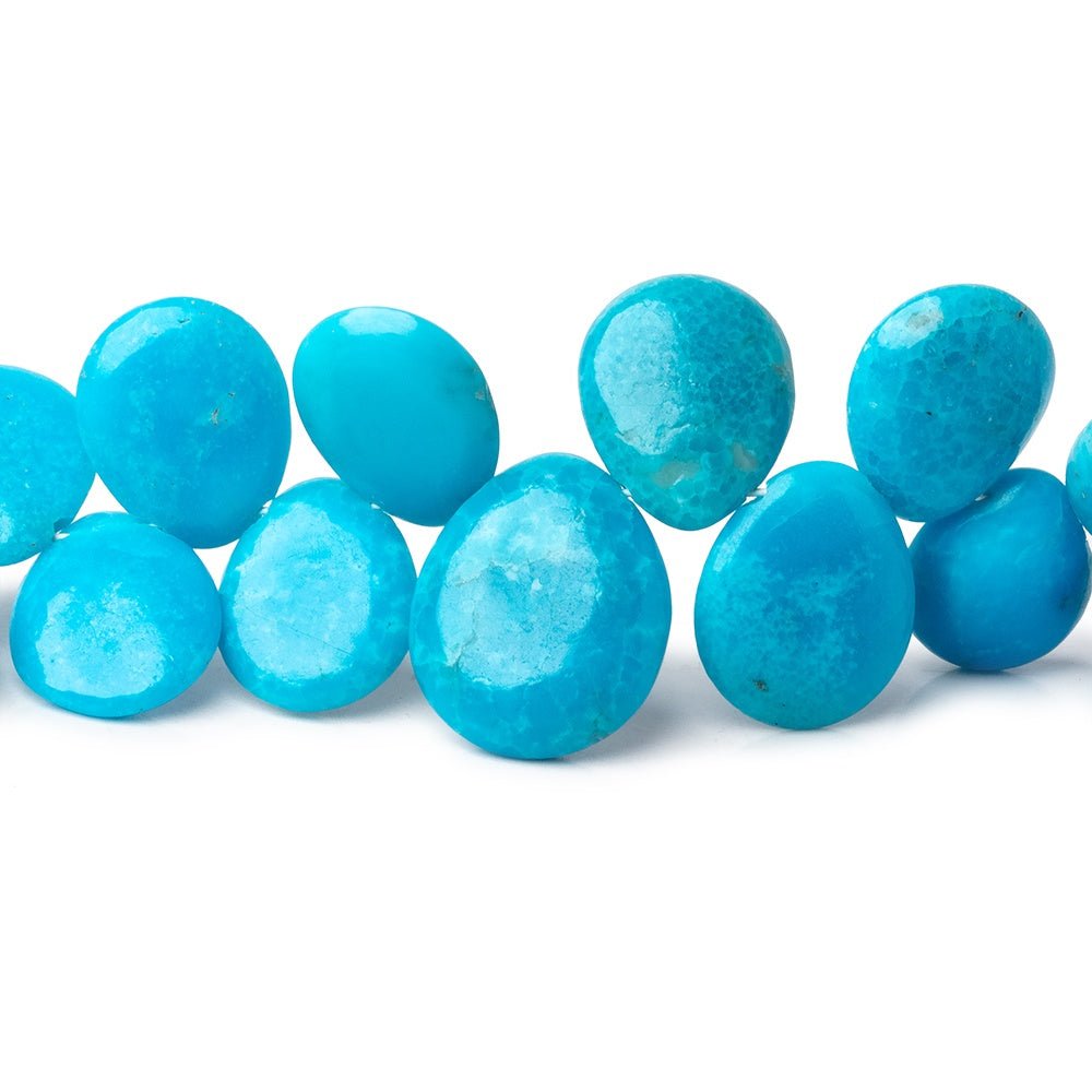 7x5-12x10mm Sleeping Beauty Turquoise Plain Pear Beads 8 inch 46 pieces AA - Beadsofcambay.com