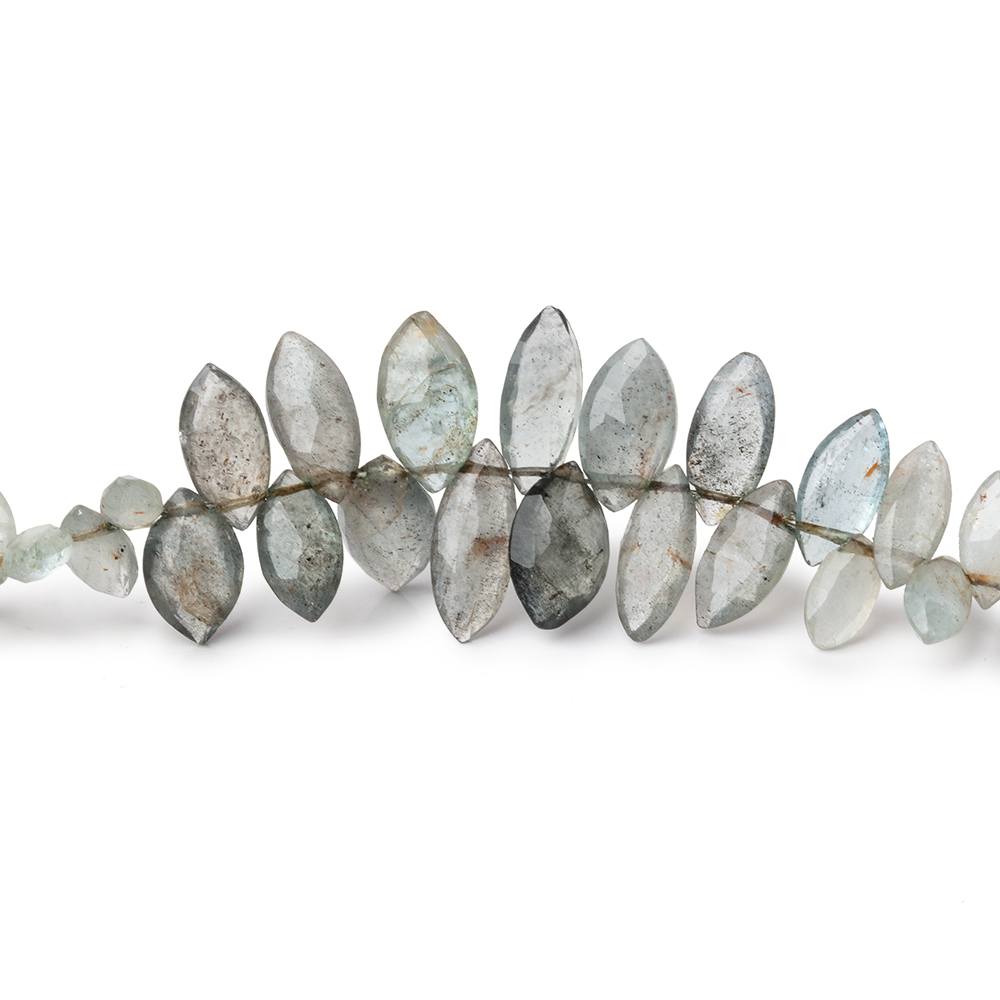 7x5-12x5mm Moss Aquamarine Faceted Marquise Beads 8 inch 78 pieces - Beadsofcambay.com