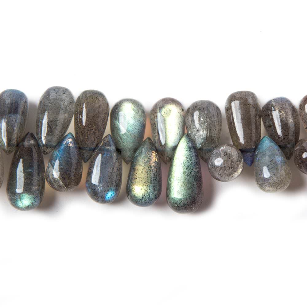 7x5-12x6mm Labradorite Plain Tear Drop Beads 8.25 inch 60 pieces - Beadsofcambay.com