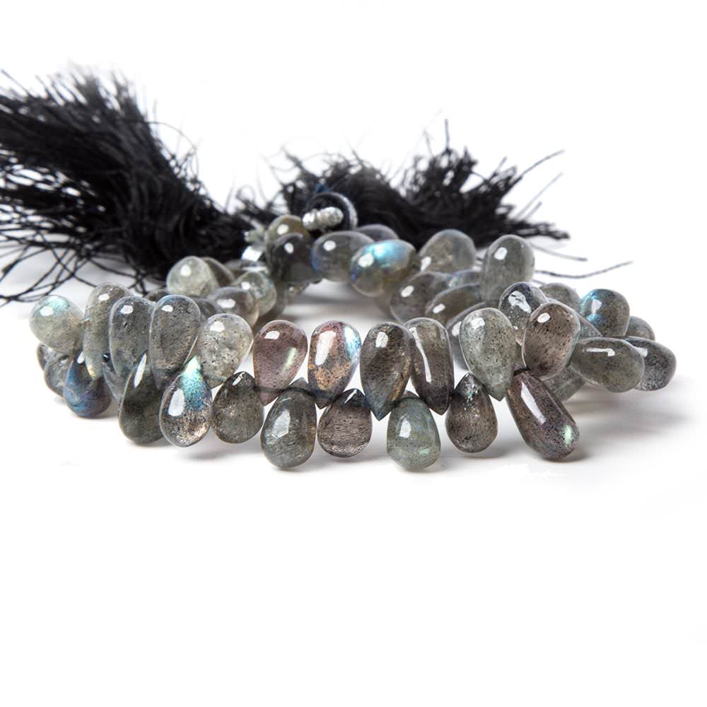 7x5-12x6mm Labradorite Plain Tear Drop Beads 8.25 inch 60 pieces - Beadsofcambay.com