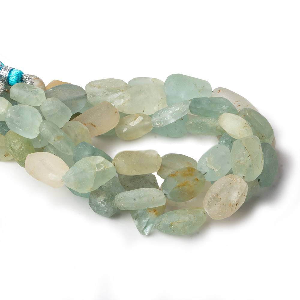 7x5-14x6mm Frosted Aquamarine & Yellow Beryl plain nugget beads 8 inch 16 pieces - Beadsofcambay.com