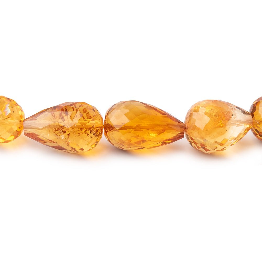 7x5-15x10mm Citrine Straight Drill Faceted Tear Drop Beads 15 inch 36 pieces - Beadsofcambay.com