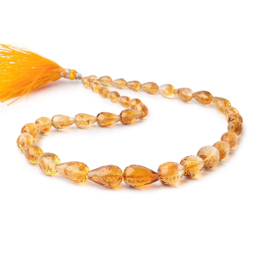 7x5-15x10mm Citrine Straight Drill Faceted Tear Drop Beads 15 inch 36 pieces - Beadsofcambay.com