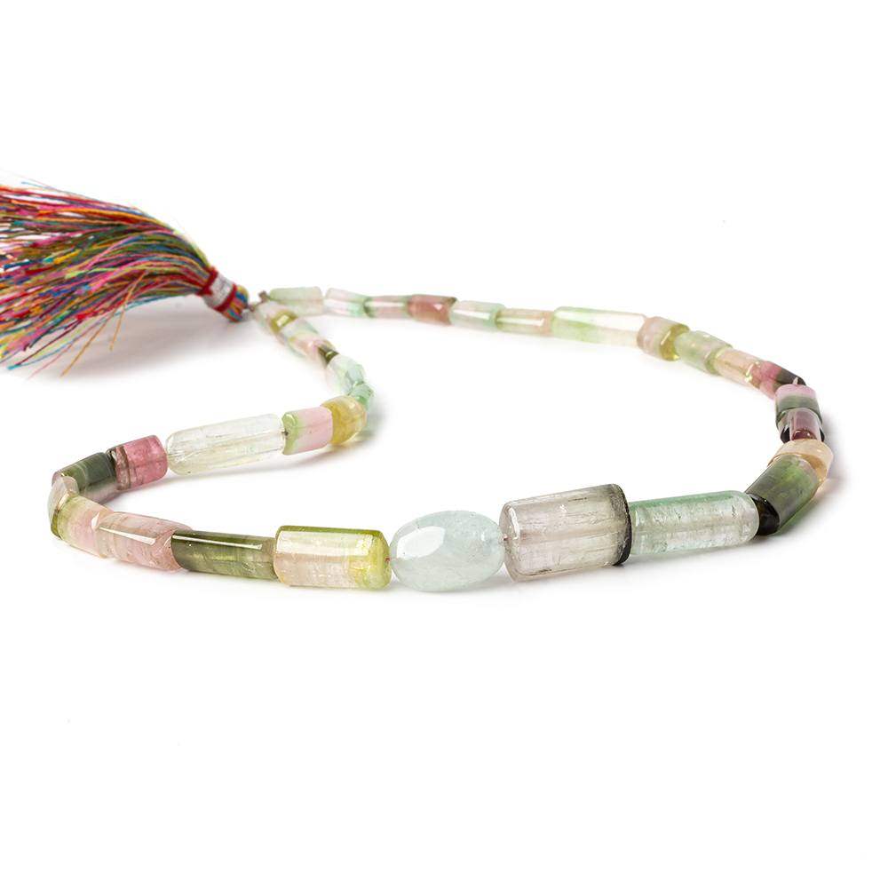 7x5-15x11mm Afghani Tourmaline Plain Tube Beads 16 inch 37 pieces - Beadsofcambay.com