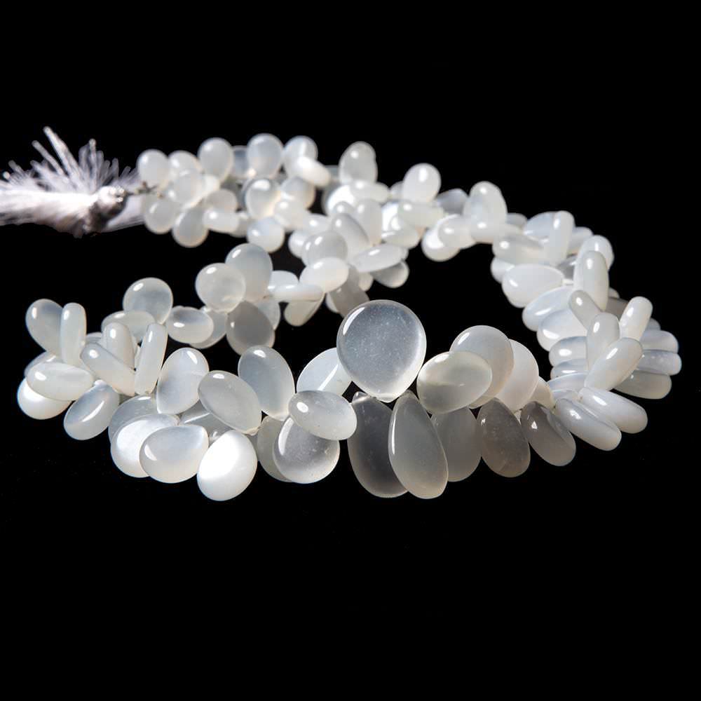 7x5-18x11mm Ceylon White Moonstone plain pear beads 18 inch 150 pieces - Beadsofcambay.com