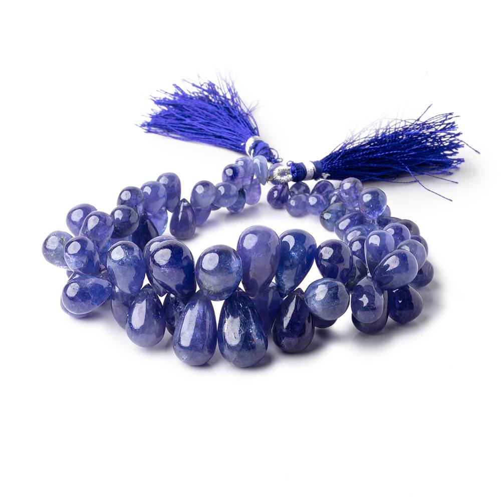7x5-19x12mm Tanzanite Plain Tear Drop Beads 9.5 inch 70 pieces AA - Beadsofcambay.com