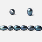 7x5-8x5mm Indigo Blue Large Hole Oval Freshwater Pearls 1.5mm drill hole 15 inch 48 pcs - Beadsofcambay.com