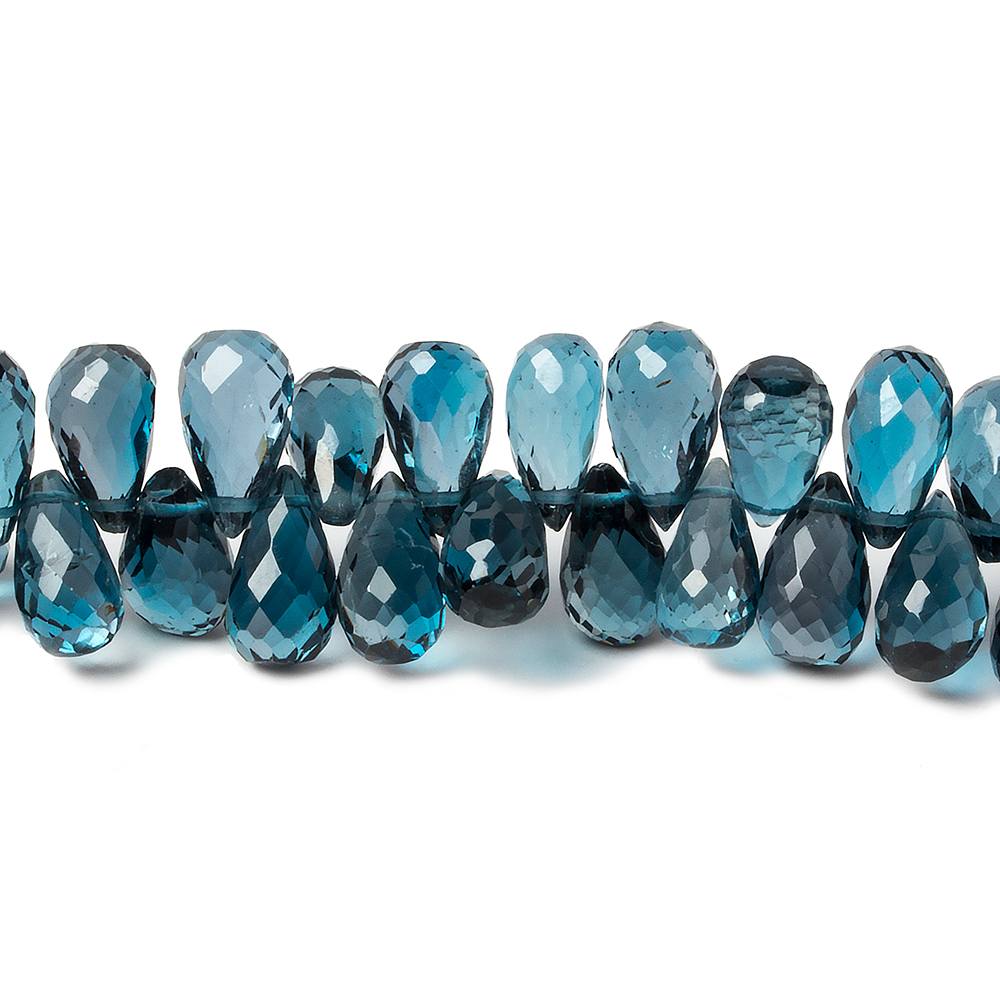 7x5-8x5mm London Blue Topaz faceted tear drop beads 8 inch 73 pieces AA - Beadsofcambay.com