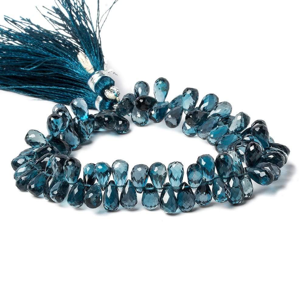 7x5-8x5mm London Blue Topaz faceted tear drop beads 8 inch 73 pieces AA - Beadsofcambay.com