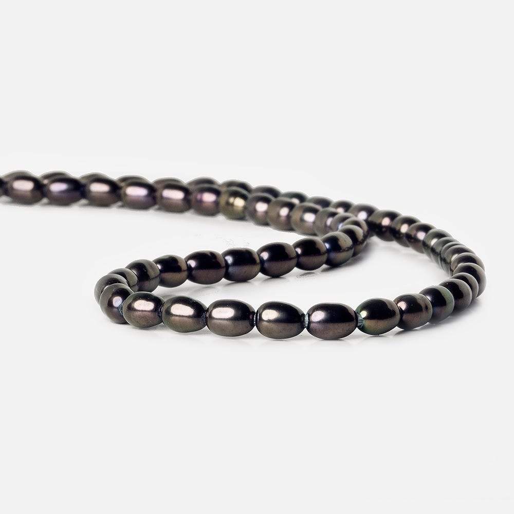 7x5-8x5mm Peacock Large Hole Oval Freshwater Pearls 1.5mm drill hole 15 inch 48 pcs - Beadsofcambay.com