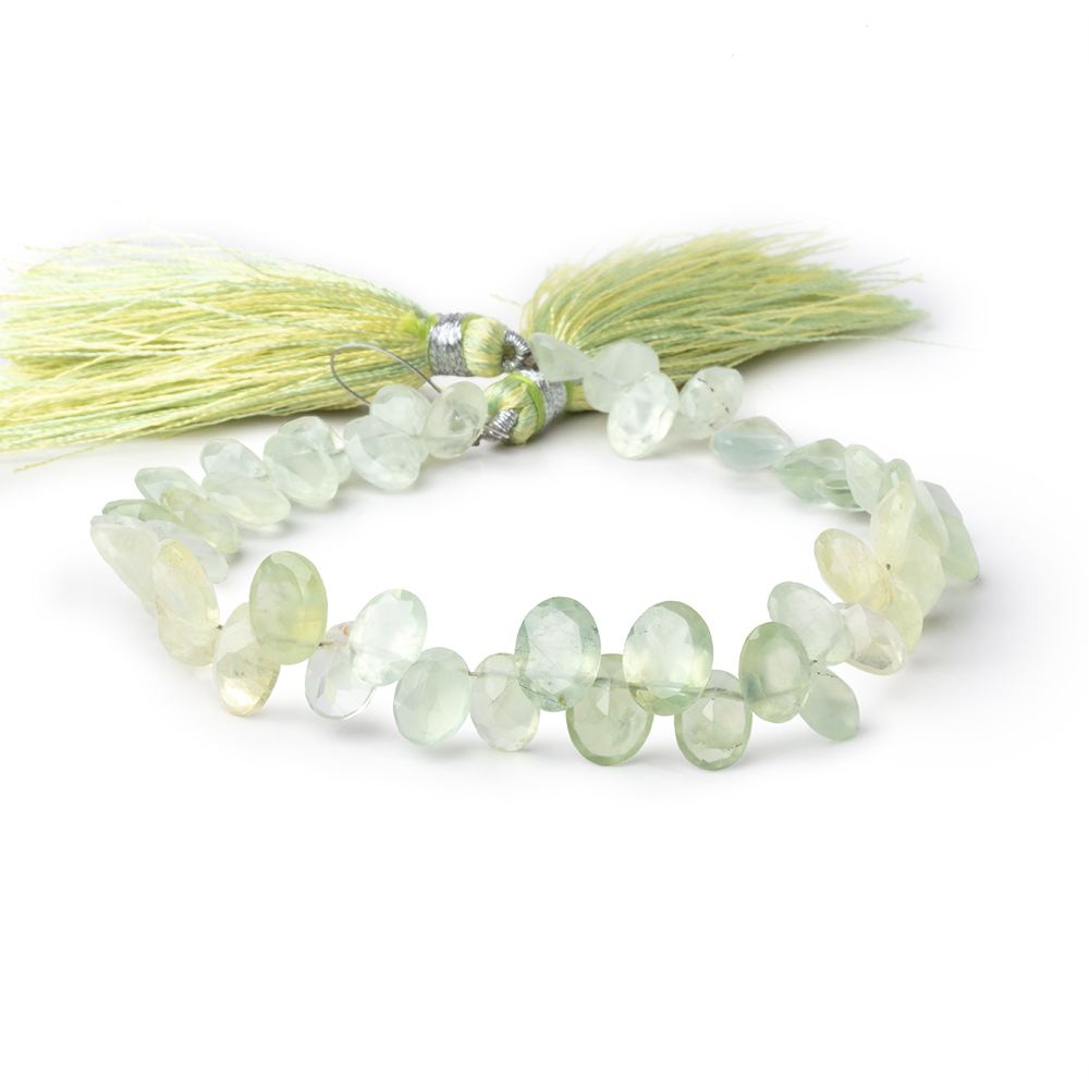 7x5-8x6mm Prehnite Pavilion Faceted Oval Beads 8 inch 48 pieces - Beadsofcambay.com