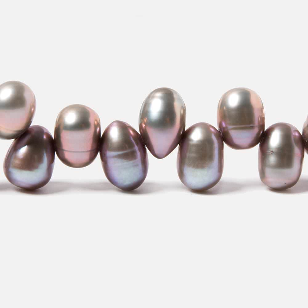 7x5-8x6mm Rose' Silver Top Drilled Oval Freshwater Pearl 16 inch 86 pieces - Beadsofcambay.com