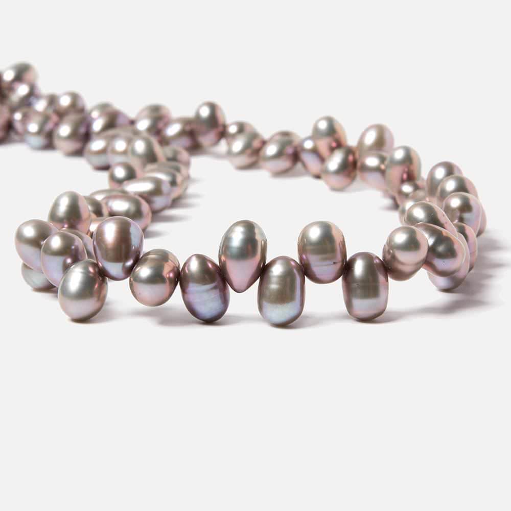 7x5-8x6mm Rose' Silver Top Drilled Oval Freshwater Pearl 16 inch 86 pieces - Beadsofcambay.com