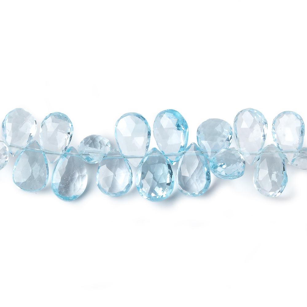 7x5-8X6mm Sky Blue Topaz Faceted Pear Beads 8 inch 63 beads - Beadsofcambay.com