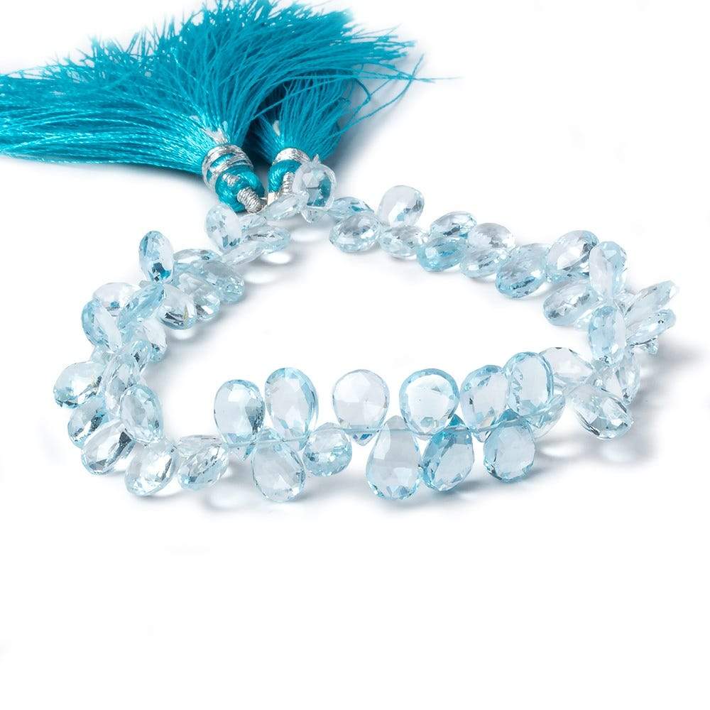 7x5-8X6mm Sky Blue Topaz Faceted Pear Beads 8 inch 63 beads - Beadsofcambay.com