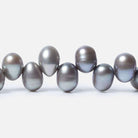 7x5-8x6mm Steel Silver Top Drilled Oval Freshwater Pearls 16 inch 84 pcs