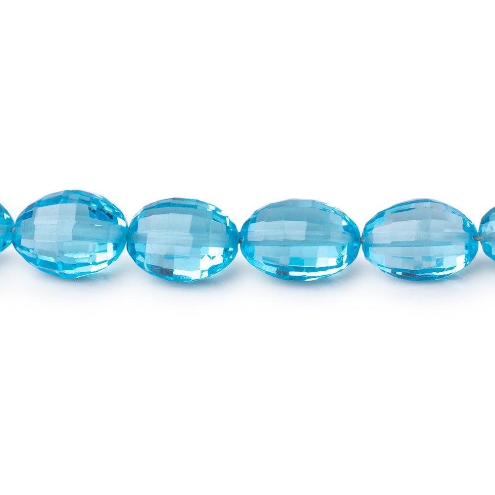 7x5-8x6mm Swiss Blue Topaz Faceted Oval Beads 15 inch 45 pieces AAA - Beadsofcambay.com