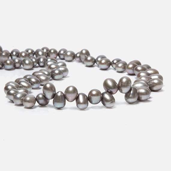 7x5-8x6mm Venetian Silver Top Drilled Oval Freshwater Pearls 15.5 inch 77 pcs - Beadsofcambay.com