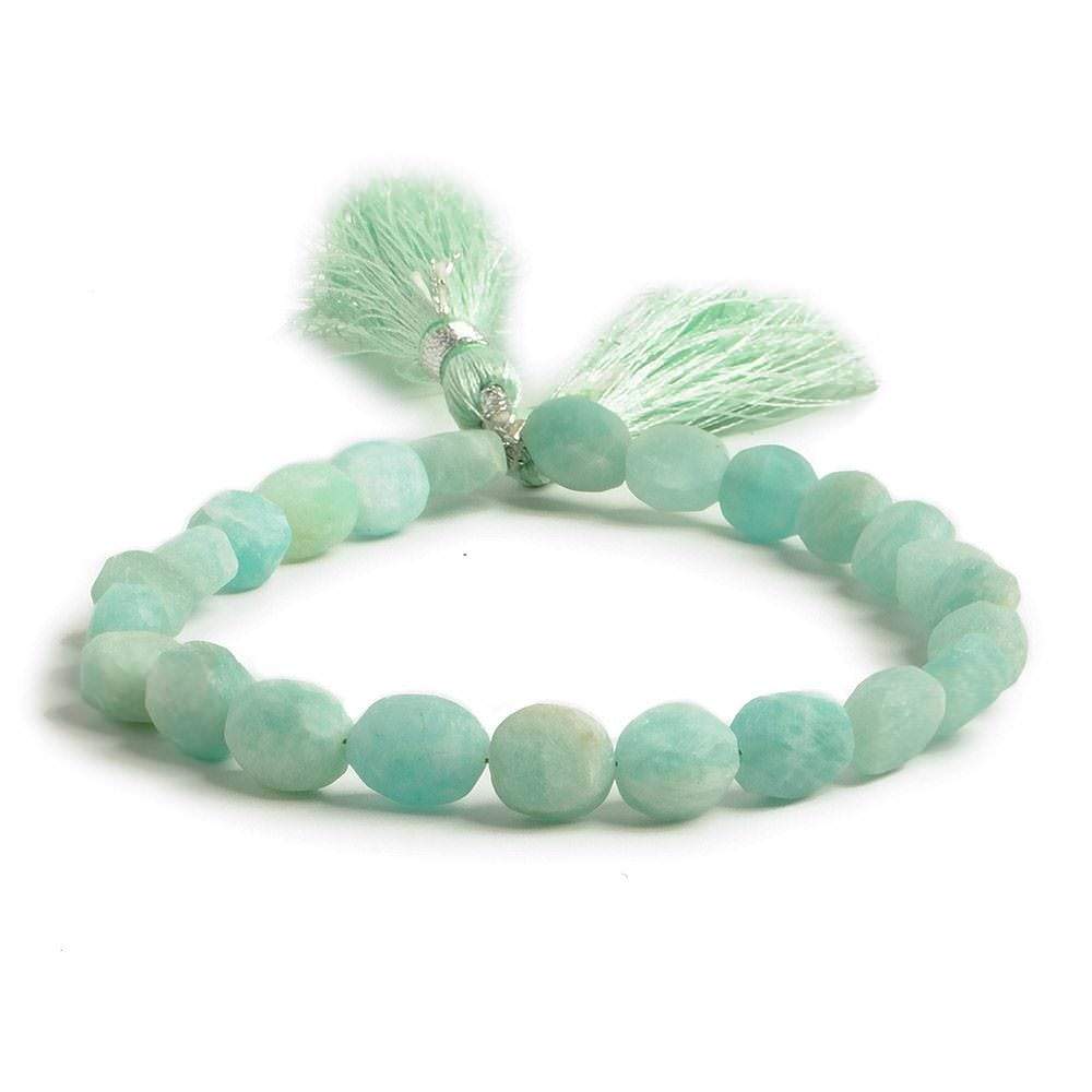7x5-8x7mm Frosted Amazonite straight drilled plain nugget beads 7.5 inch 21 pieces - Beadsofcambay.com