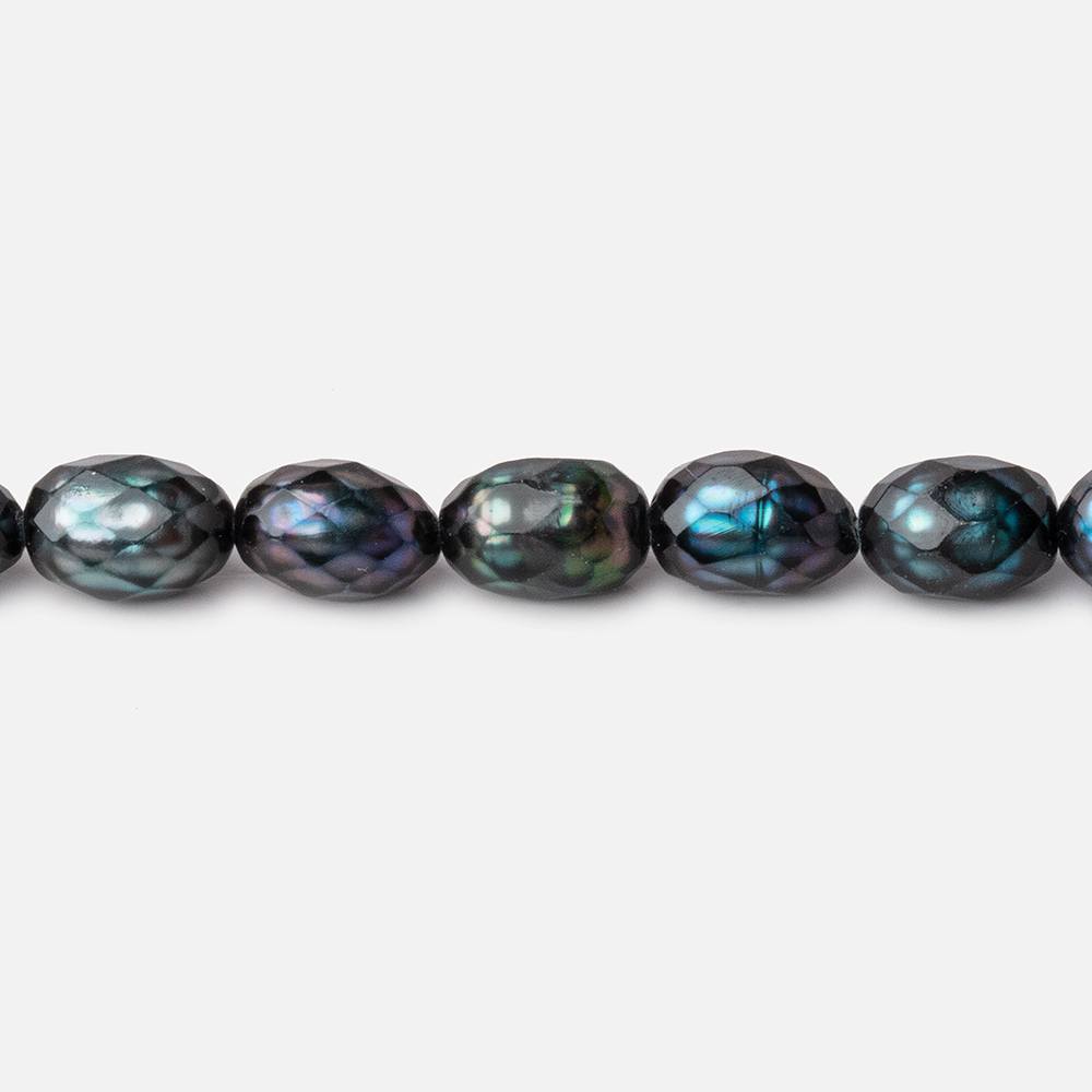 7x5-9x5.5mm Dark Teal Faceted Oval Freshwater Pearls 16 inch 45 pieces - Beadsofcambay.com