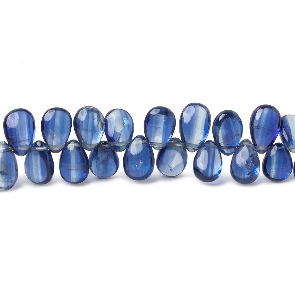 7x5-9x5mm Blue Kyanite Plain Pear Beads 7.75 inch 61 pieces - Beadsofcambay.com