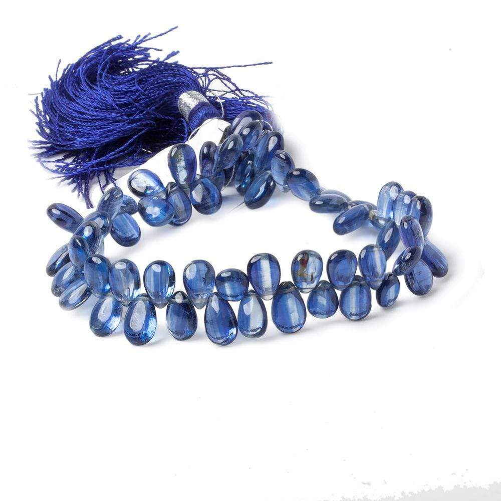 7x5-9x5mm Blue Kyanite Plain Pear Beads 7.75 inch 61 pieces - Beadsofcambay.com