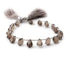 7x5-9x5mm Smoky Quartz Top Drilled Faceted Twist Beads 8 inch 17 pieces - Beadsofcambay.com