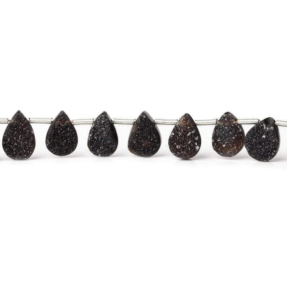7x5-9x6mm Black Drusy Agate Pear Beads 8 inch 25 pieces - Beadsofcambay.com