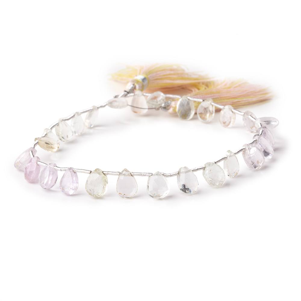 7x5-9x6mm Kunzite and Hiddenite Faceted Pear Beads 9.5 inch 27 pieces - Beadsofcambay.com