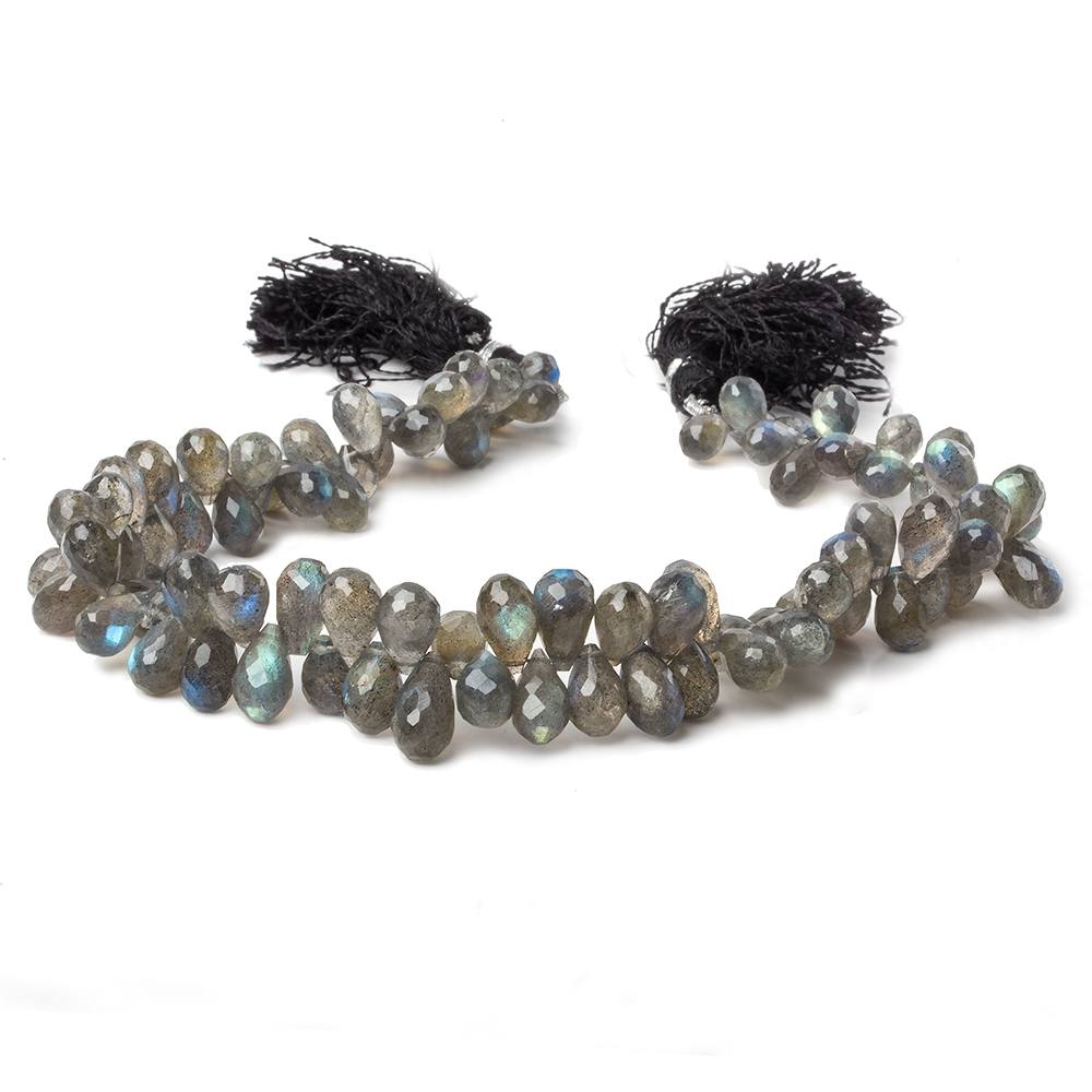 7x5-9x6mm Labradorite faceted tear drop briolette beads 8 inch 82 pieces A - Beadsofcambay.com