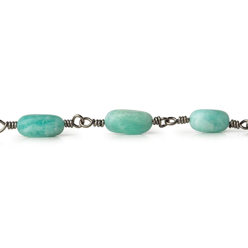 7x5-9x6mm Matte Amazonite plain nugget Black Gold plated Chain by the foot - Beadsofcambay.com