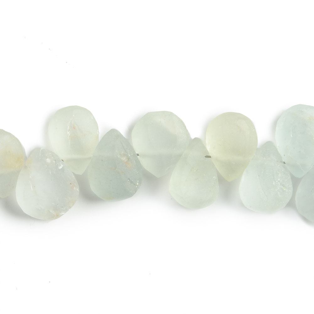 7x5-9x6mm Matte Aquamarine plain pear beads 7.5 inch 52 pieces - Beadsofcambay.com