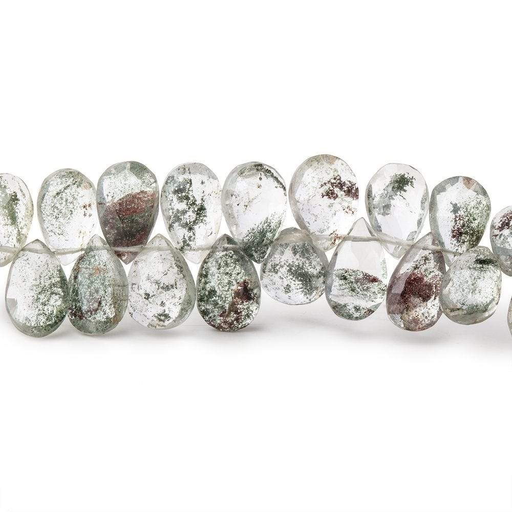 7x5-9x6mm Moss Quartz Faceted Pear Beads 8 inch 65 pieces - Beadsofcambay.com