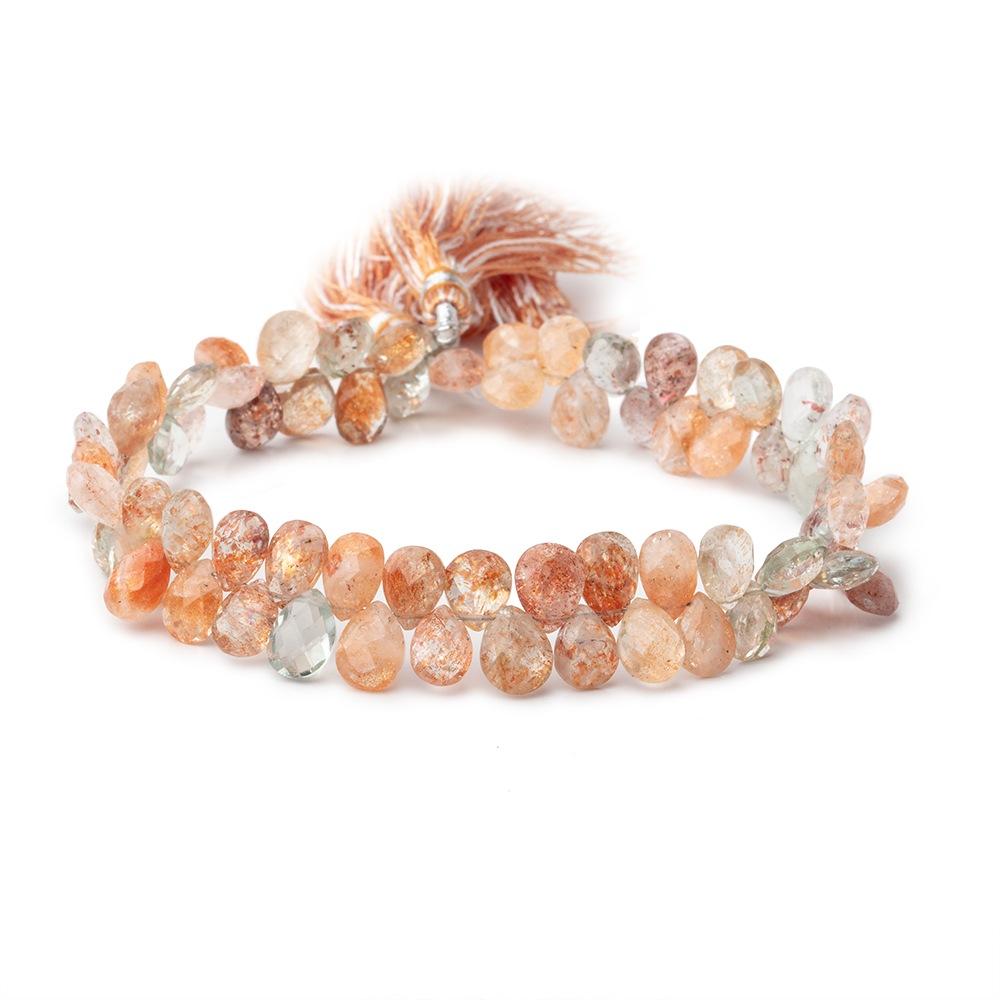 7x5-9x6mm Multi Color Sunstone Faceted Pear Beads 7.5 inch 66 pieces - Beadsofcambay.com