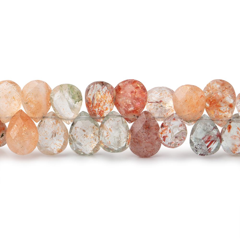 7x5-9x6mm Multi Color Sunstone Faceted Pear Beads 7.5 inch 66 pieces - Beadsofcambay.com