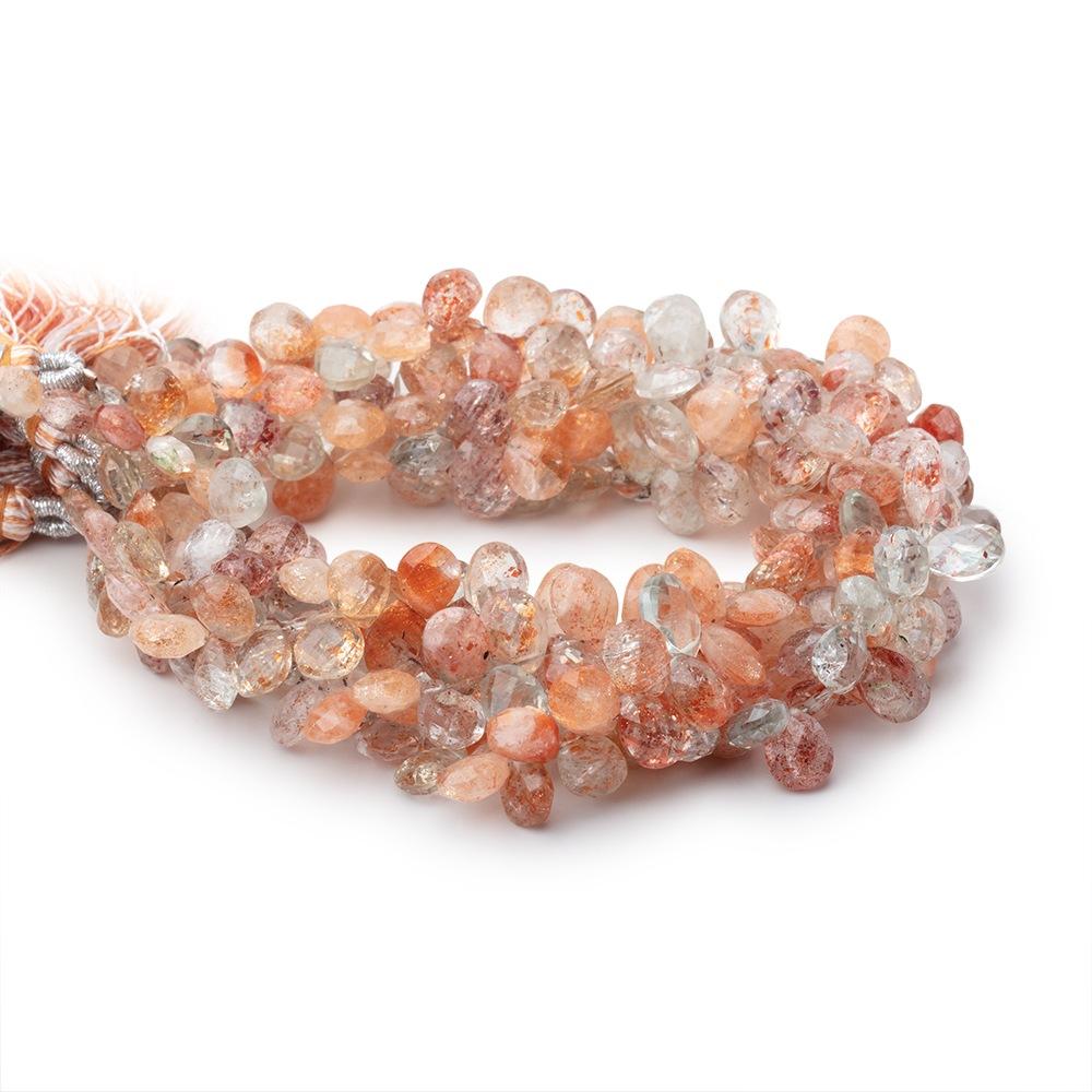 7x5-9x6mm Multi Color Sunstone Faceted Pear Beads 7.5 inch 66 pieces - Beadsofcambay.com