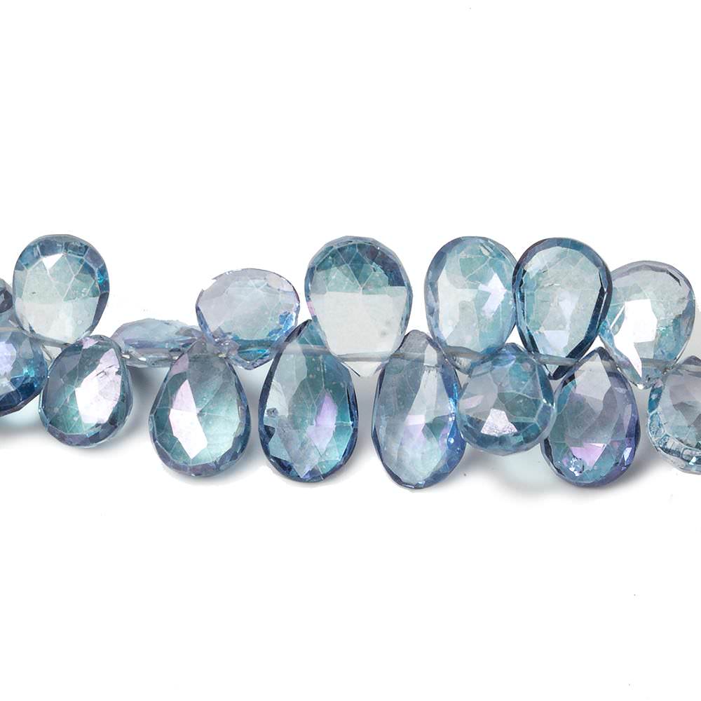 7x5-9x6mm Mystic Blue Topaz faceted tear drop beads 8 inch 63 pieces - Beadsofcambay.com