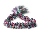 7x5-9x6mm Ruby in Zoisite Faceted Tear Drop Beads 8 inch 77 pieces - Beadsofcambay.com