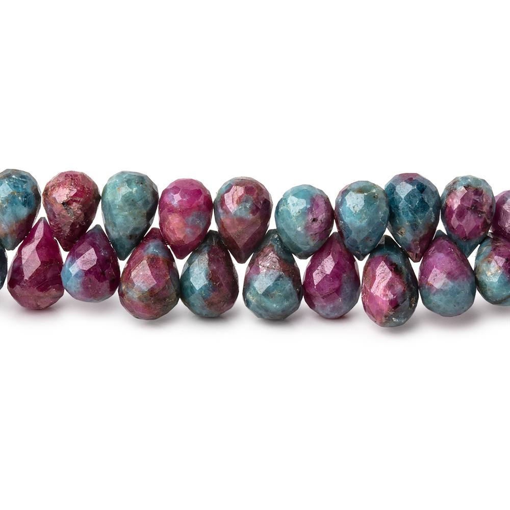 7x5-9x6mm Ruby in Zoisite Faceted Tear Drop Beads 8 inch 77 pieces - Beadsofcambay.com