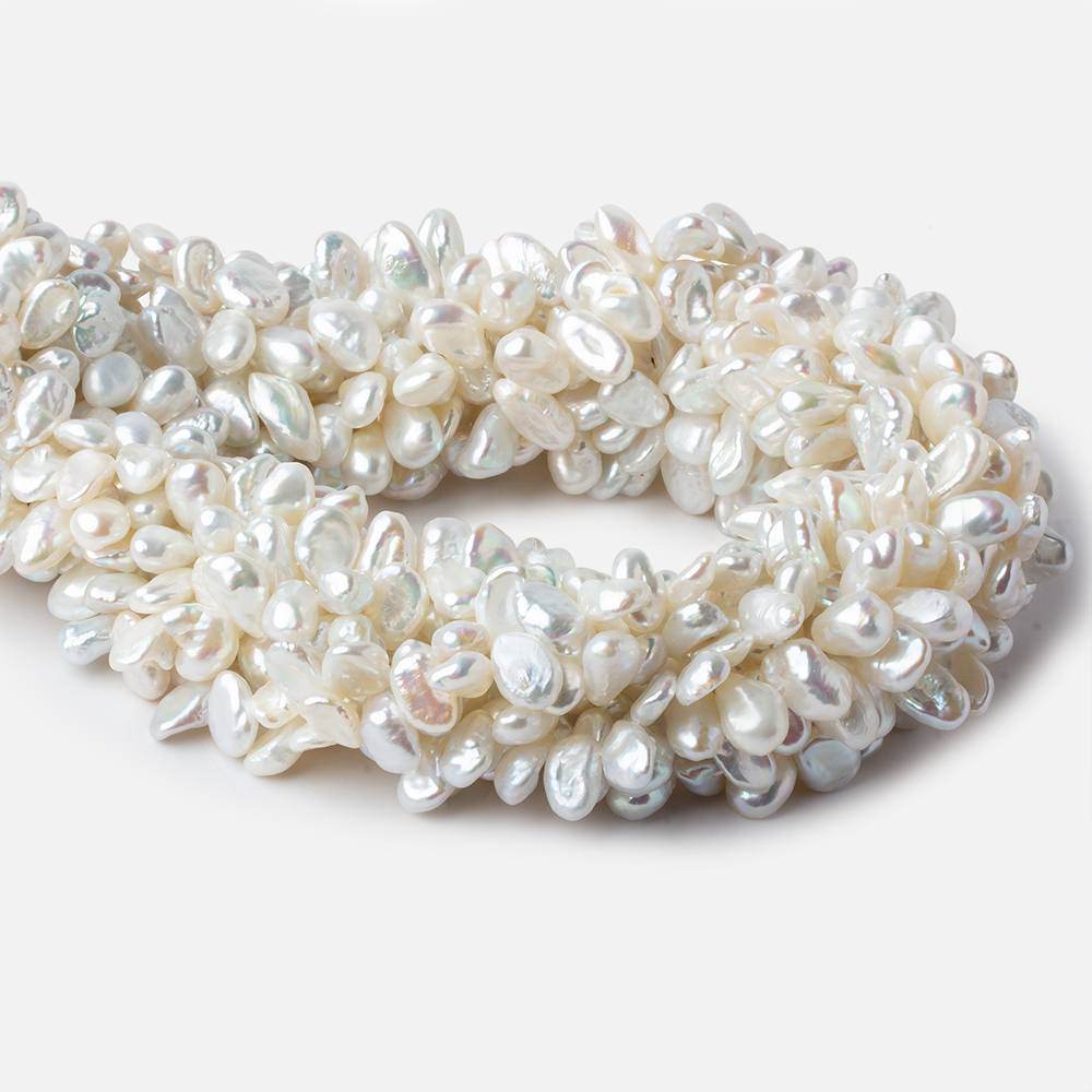 7x5-9x6mm White Top Drilled Keshi Freshwater Pearl 16 inch 74 pieces - Beadsofcambay.com