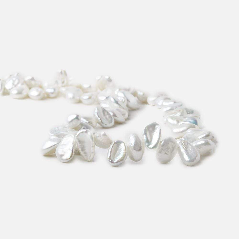 7x5-9x6mm White Top Drilled Keshi Freshwater Pearl 16 inch 74 pieces - Beadsofcambay.com