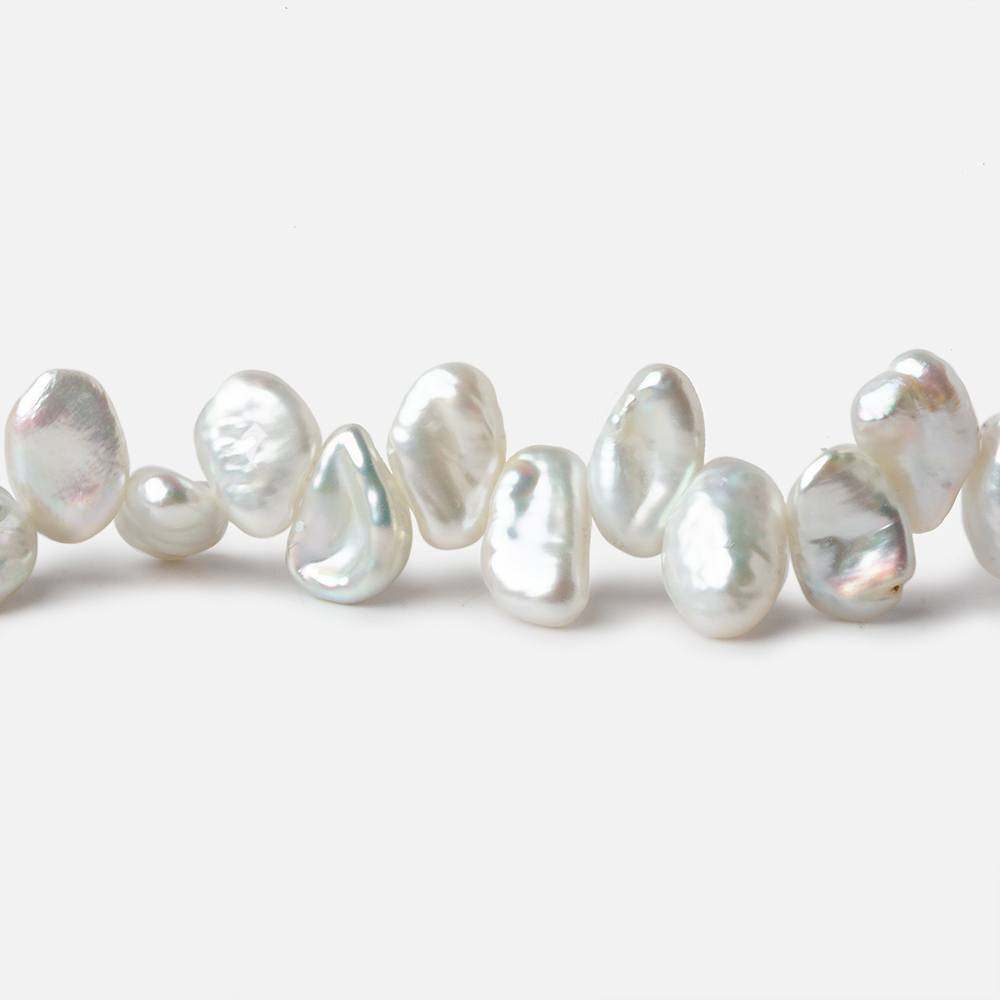7x5-9x6mm White Top Drilled Keshi Freshwater Pearl 16 inch 74 pieces - Beadsofcambay.com