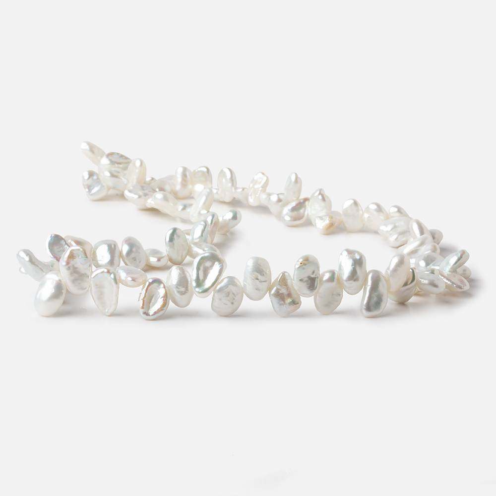 7x5-9x6mm White Top Drilled Keshi Freshwater Pearl 16 inch 74 pieces - Beadsofcambay.com