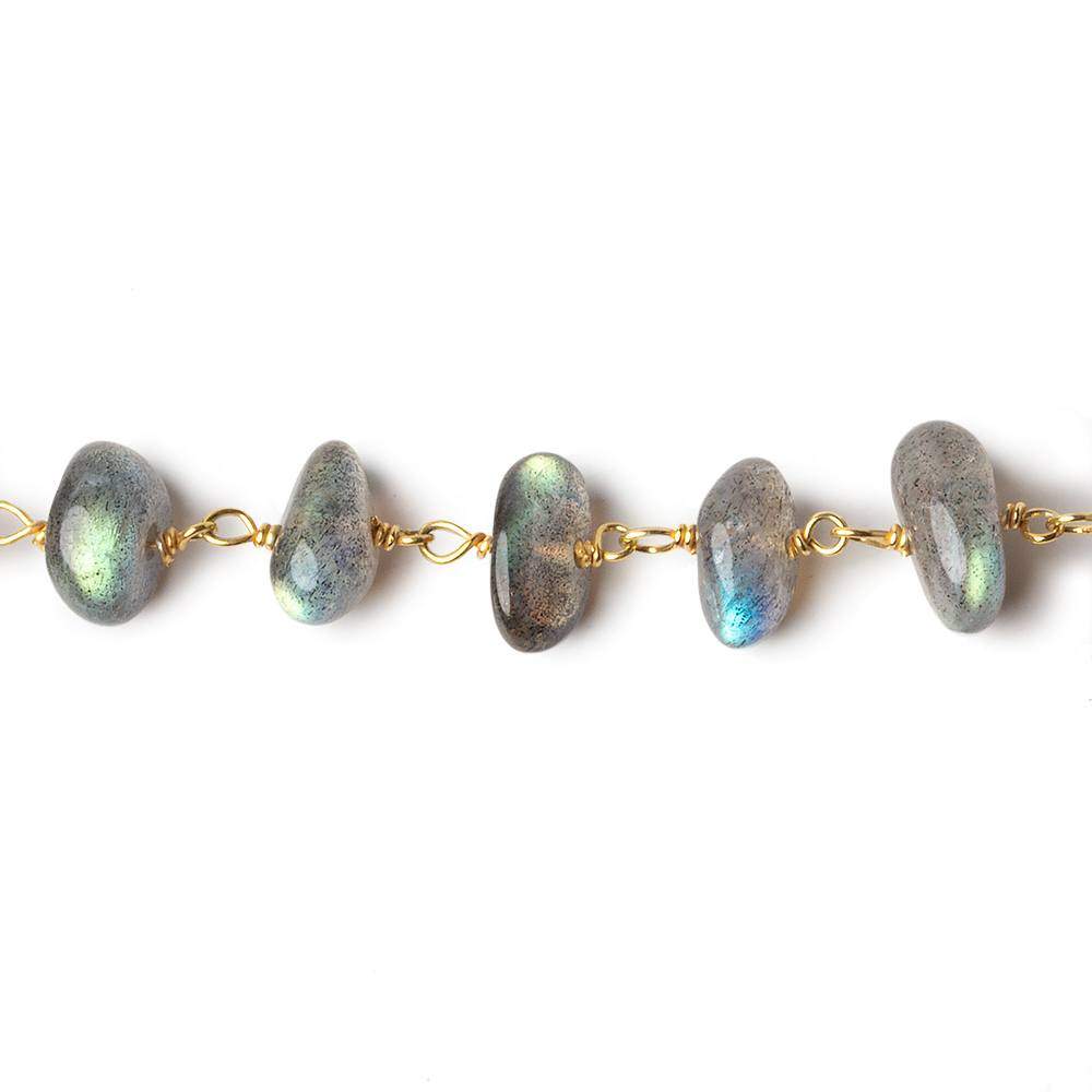 7x5-9x7mm Labradorite plain nugget Vermeil Chain by the foot 30 beads - Beadsofcambay.com